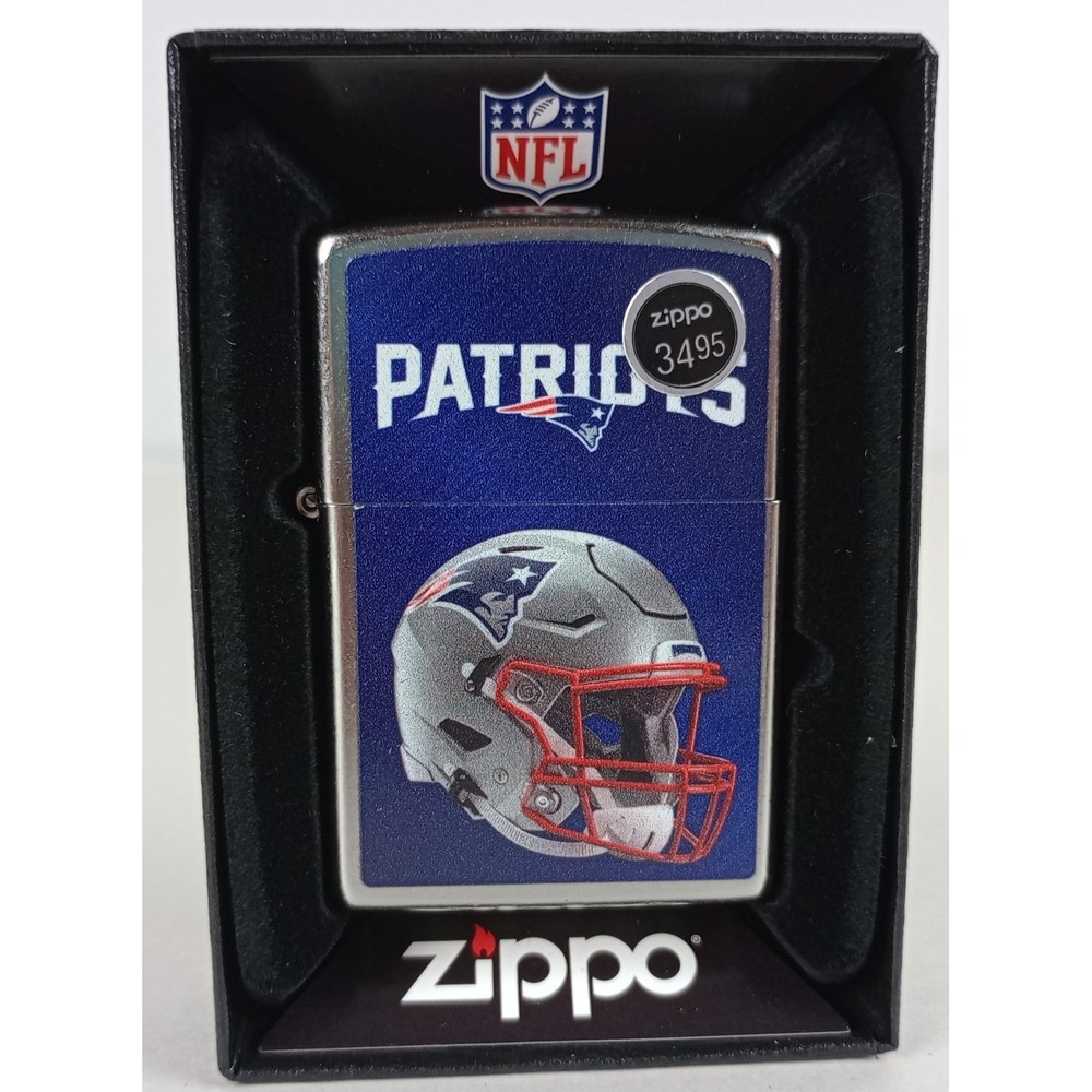 Brand New in Box Genuine Zippo NFL Lighter New England Patriots Football Helmet